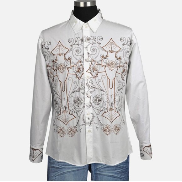 Men's Casual Shirt With Embroidered, Milano Moda Style SG37 - Picture 1 of 11